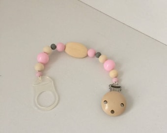 Baby tie tie in natural wood and silicone - customizable