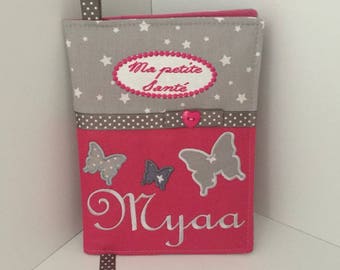 Personalizable health book protector with first name butterfly model