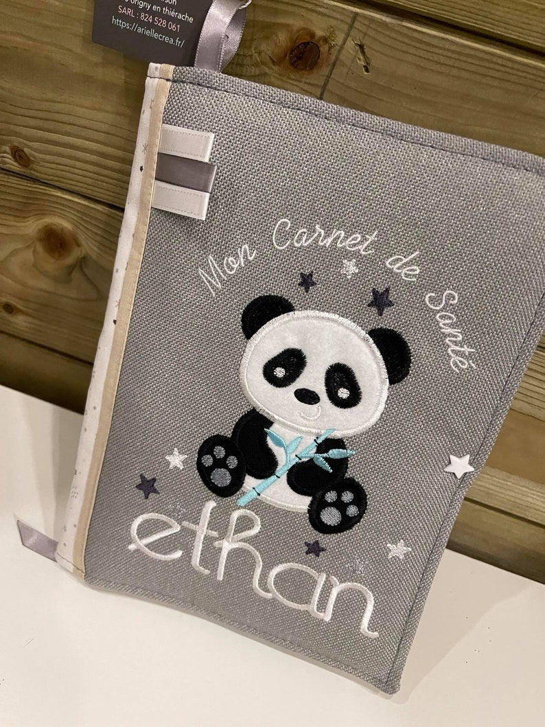 Protects health book, customizable, first name, panda model, fleece, main color editable, personalized handmade model image 4