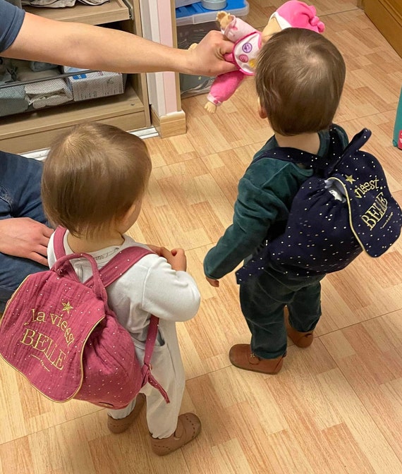 Sac à dos enfant loup personnalisé avec le prénom et les couleurs