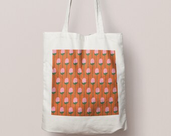 Floral Canvas Tote Bag | Shopping Tote Bag | Kitchen Tote Bag | Reusable Bag | Floral Tote Bag | Geometric Tote Bag