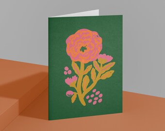 Pink Marigold Pack of Note Cards | For You Blank Note Card | Post Card | Floral Blank Note Card | Post Card | Blank CardCard