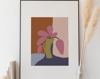 Bright Blooms Art Print | Floral Wall Art Decor | Wall Art Print | Modern Vase Wall Art