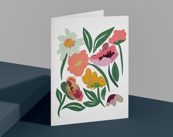 Colorful Blooms Note Card | Pack of Note Cards | For You Blank Note Card | Post Card | Floral Blank Note Card | Post Card | Blank CardCard