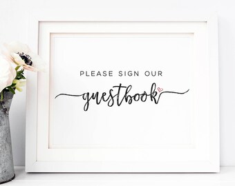 Guest Book Sign / Printable / Instant Download / Wedding / Brushstroke BR