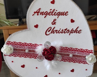 Urne pour mariage, fiançailles forme coeur