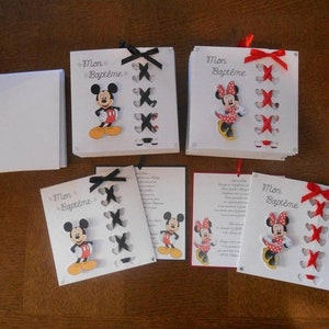 faire part, invitation baptême, anniversaire Minnie, Mickey .....