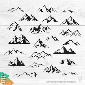 Mountain SVG Bundle, Mountain Clipart, Mountain svg, Mountain Cricut, Mountain Silhouette, Outdoors svg, Nature svg, Landscape svg