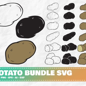 Paquete de papa SVG, Imágenes prediseñadas de papa, Patata svg, Cricut de papa, Paquete de papa png, Vegetal svg, Cultivo de alimentos svg, Verduras svg, Vegano svg