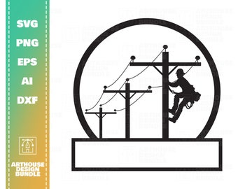 Lineman Monogram SVG, Lineman svg, Lineman Clipart, Electrician svg, Lineworker svg, Electric Company svg, Lineman Silhouette, Labor Day svg