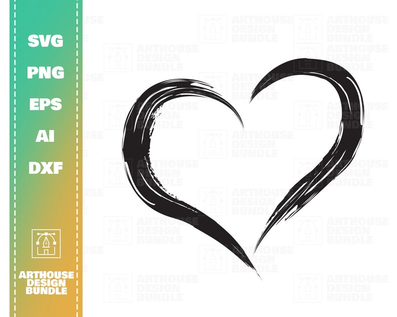Heart Paintbrush Stroke Heart SVG Heart Clipart Heart Etsy