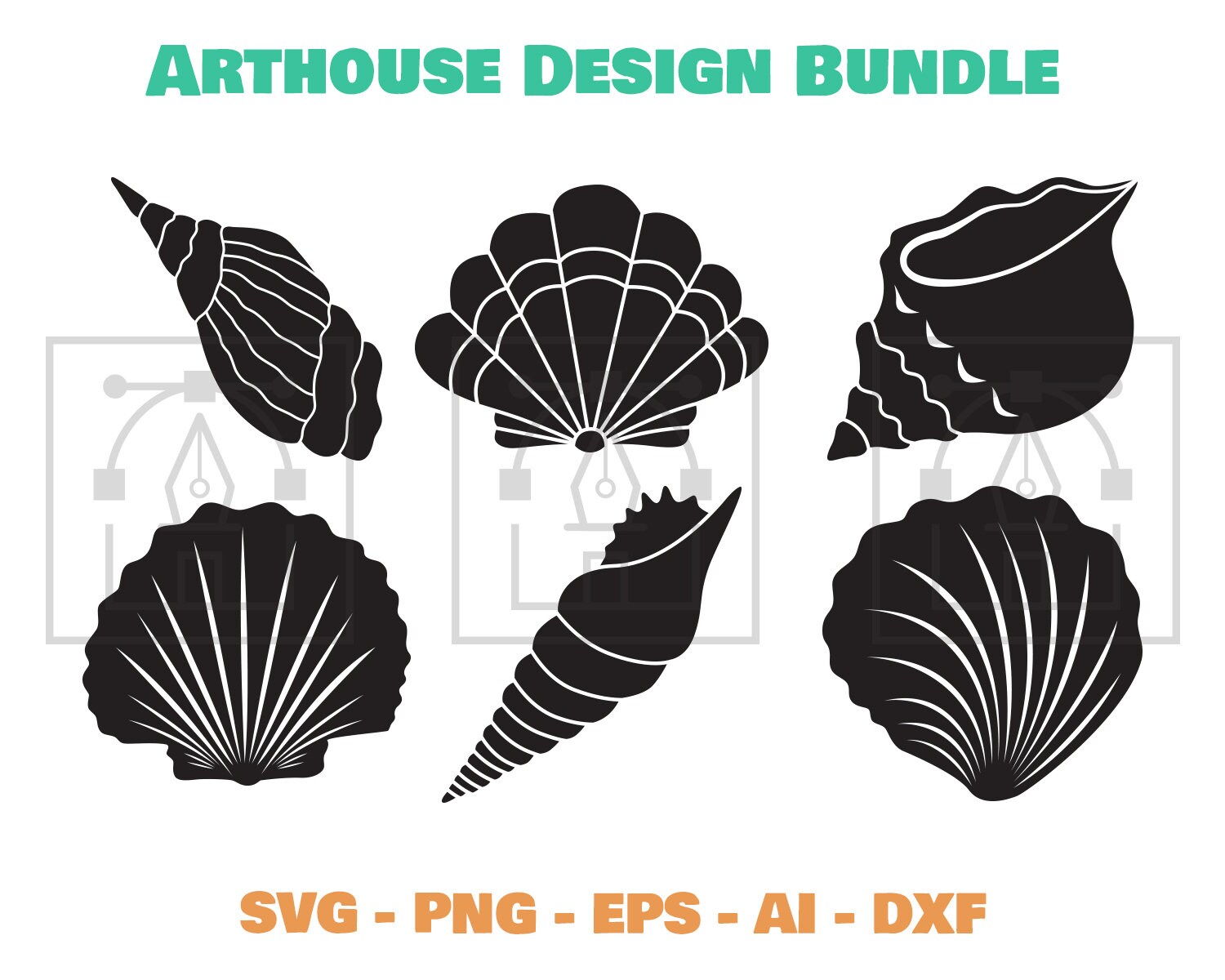 Shell Clipart SVG, Shell Silhouette Clipart, Shell svg, Muscheln svg ...