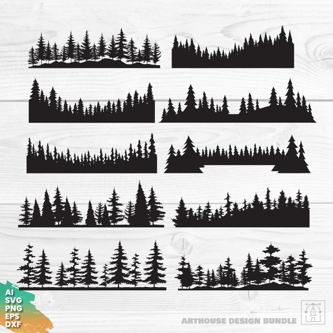 Forest Clipart Bundle, Forest Svg Bundle, Forest Silhouette, Trees Svg ...