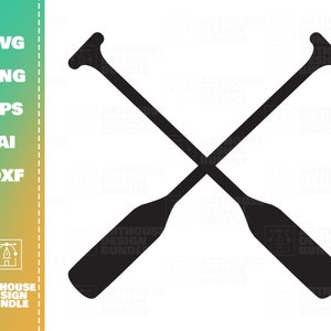 May include: A black silhouette of two crossed paddles, a common symbol for kayaking and canoeing.