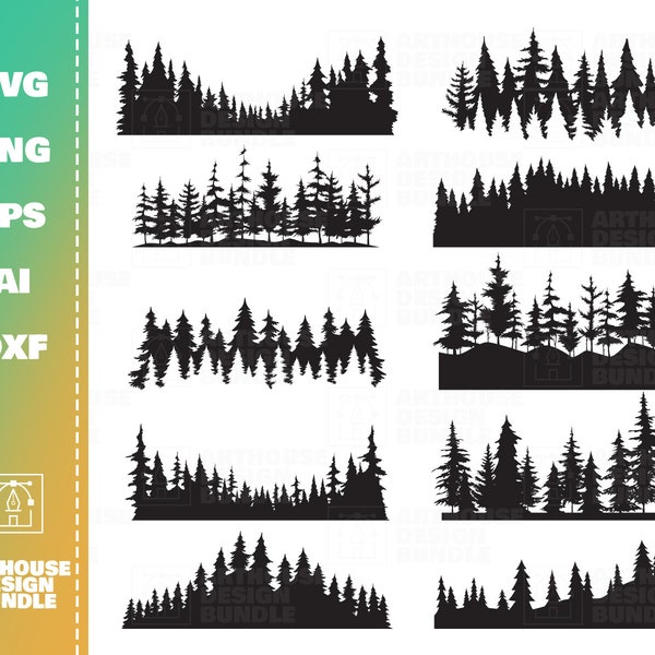 Wald SVG Bundle 2, Wald Clipart Bundle, Wald Silhouette, Bäume SVG Bundle, Bäume Silhouette svg, Wald Outdoor svg, Camping svg