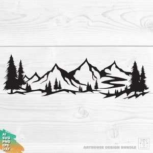 Mountain and Forest SVG 2, Mountain Clipart, Mountain svg, Forest svg, Forest Clipart, Mountain Silhouette, Mountains Cricut, Forest Cricut