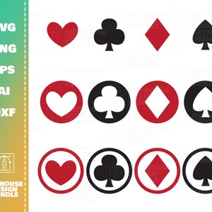 Carte costumes SVG, lot de cartes, poker svg, svg de cartes à jouer, coeur svg, svg pique, svg club, svg losanges, clipart costume de cartes, costume de cartes png