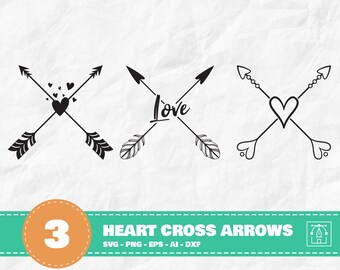 Heart Cross Arrows, Arrow svg, Arrow Frame svg, Valentines Heart svg, Arrow Flourishes svg, Arrow Logo svg, Love svg, Cupid Arrow svg