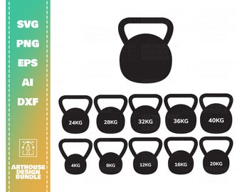 Kettlebell SVG, Kettlebell Cricut svg, Halterofilismo svg, Exercício svg, Treino svg, Equipamento de treino svg, pesos Clipart svg, pesos png