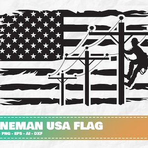 Lineman USA Flag, Lineman svg, Lineman Clipart, Electrician svg, Lineworker svg, Electric Company svg, Electrician Clipart, USA Flag svg