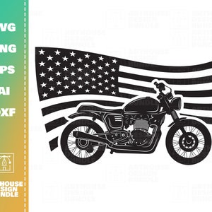 Motorbike USA Flag, Motorbike SVG Clipart, Motorcycle SVG Clipart, Motorcycle Cricut, American Flag svg, American Flag Cricut, Motorbike png
