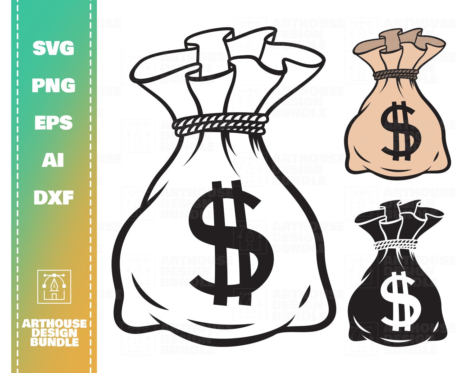 Prints Digital Prints Art & Collectibles Money Bag SVG