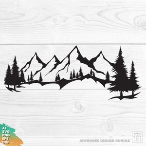 Mountain and Forest SVG, Mountain Clipart, Mountain svg, Forest svg, Forest Clipart, Mountain Silhouette, Mountains Cricut, Forest Cricut