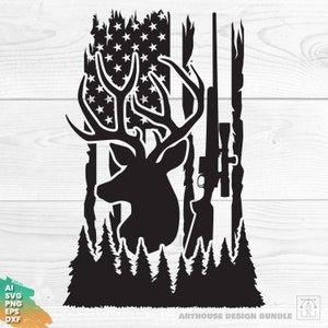 Bandeira americana angustiada SVG, caça svg, veado svg, clipart de caça, bandeira de caça, bandeira dos EUA svg, bandeira americana svg, caçador americano