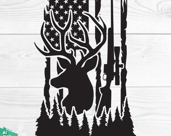 Distressed American Flag SVG, Hunting svg, Deer svg, Hunting Clipart, Hunting Flag, USA Flag svg, American Flag svg, American Hunter