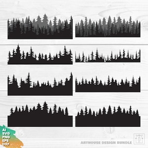 Foresta SVG Bundle 4, Foresta a strati in formato SVG, Albero a strati in formato SVG, Clipart foresta in formato SVG, Silhouette foresta, Albero in formato SVG, Albero Cricut in formato SVG, Campeggio in formato SVG