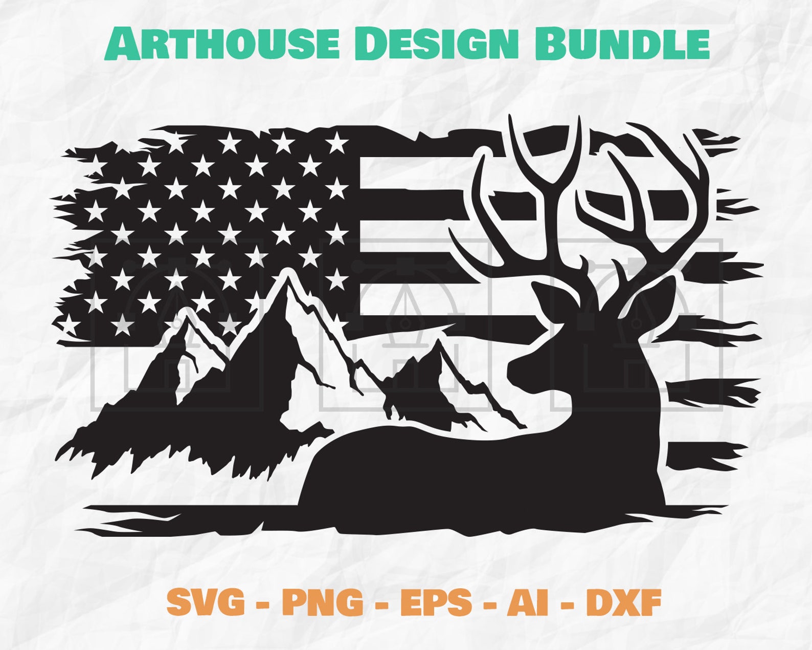 Deer Mountain USA Flag Deer Clipart svg Deer Silhouette svg | Etsy