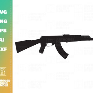 AK47 SVG, AK47 Rifle, Semi Automatic Rifle, AK-47 Silhouette, AK-47 Clipart, Russian Rifle svg, Rifle Clipart svg, Assault Rifle svg