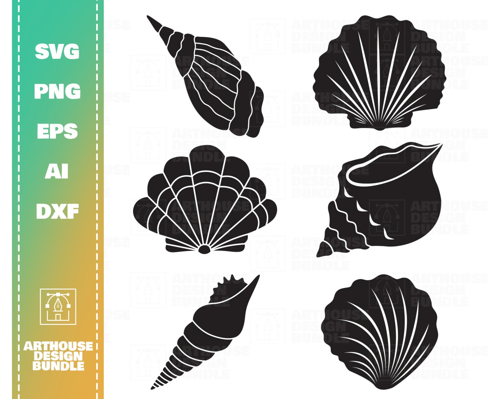Shell Clipart SVG Shell Silhouette Clipart Shell Svg Sea - Etsy