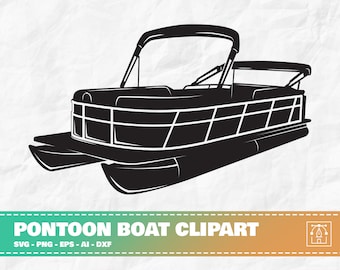 Pontonboot Clipart, Pontonboot SVG, Pontonboot Schnittdatei, Pontonboot Cricut, Silhouette Schnittdatei, Ponton Silhouette, svg, dxf, png