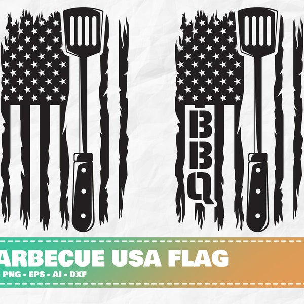 Barbecue USA Flag, Barbecue svg, American Chef svg, BBQ Clipart svg, Spatula svg, Grill svg, BBQ Grill svg, Barbecue Clipart svg
