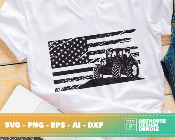 Farm Tractor With Distressed Usa Flag T-Shirt Farm Tractor With Distressed Usa Flag T-Shirt