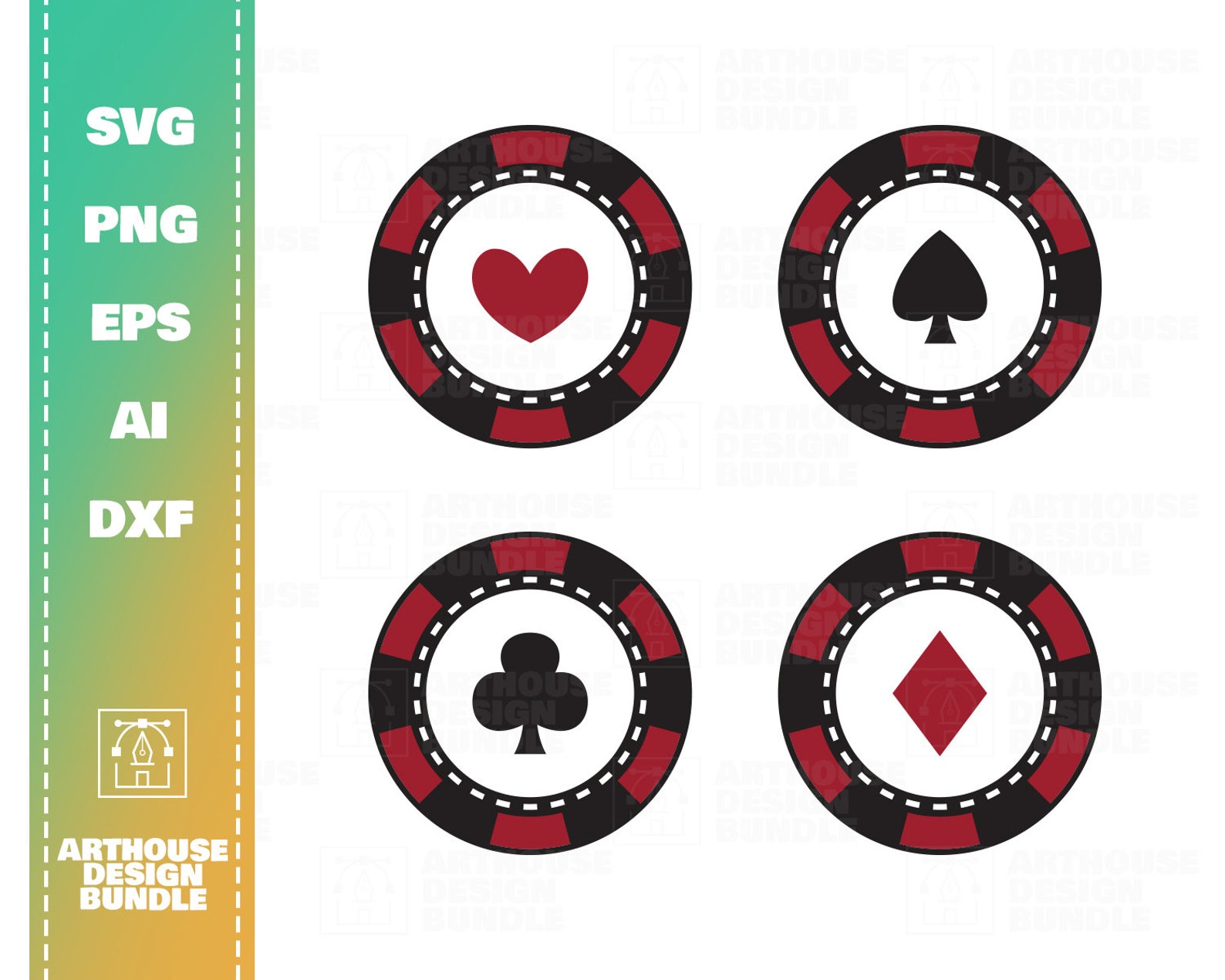 Poker Chip Card Suit Poker Chip Bundle Casino Chip Svg Etsy