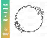 Flower Wreath Monogram, Flower Wreath svg, Floral Monogram svg, Monogram Frame, Cricut Monogram, Circle Monogram, Monogram svg, Flower svg