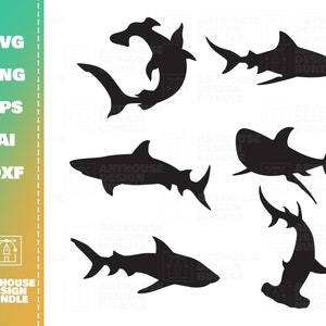 Shark SVG Bundle, Shark Clipart SVG, Shark Silhouette, Hammerhead Shark svg, Shark Cricut, Shark Cut file, Shark week svg, Great White svg