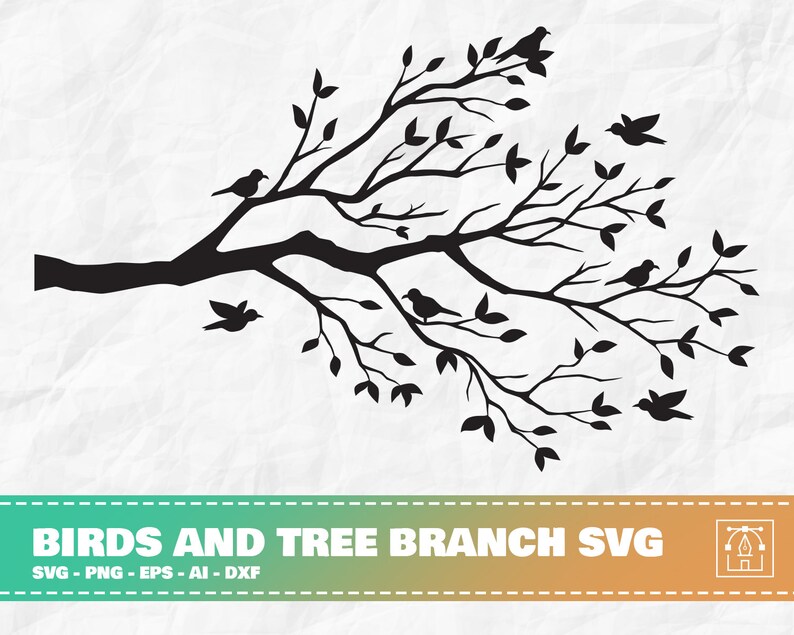 Birds and Tree Branch SVG Birds Svg Tree Branch Svg Wall - Etsy