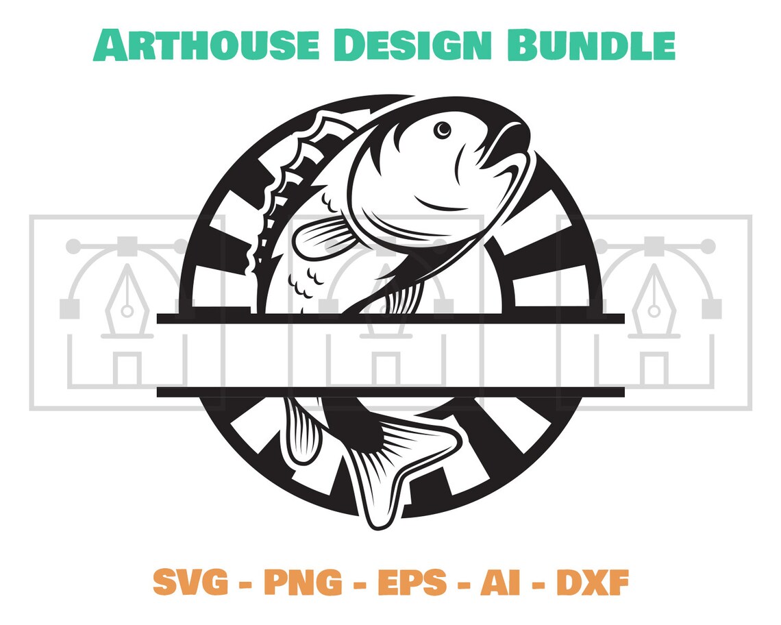 Download Fishing Monogram SVG Fish svg Sea Bass svg Fisherman svg ...