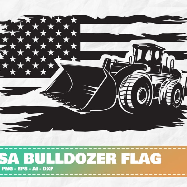 USA Bulldozer Flag, Bulldozer svg, Dozer svg, Bulldozer Operator, Dozer Operator svg, Bulldozer Driver, Construction svg, USA Flag svg