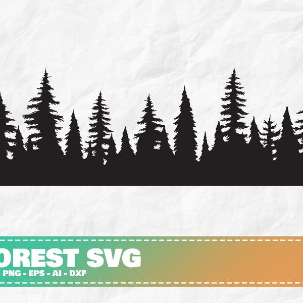 Forest SVG 3, Forest Clipart, Forest Cut File, Forest Silhouette, Woodland svg, Tree Silhouette svg, Trees Clipart svg, Outdoor svg