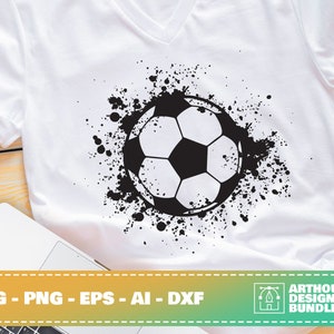 Paint Splatter Soccer, soccer design svg, soccer ball svg, soccer life, soccer shirt design, commercial use, svg, dxf, ai, eps, ai, png image 2
