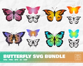 Pacote SVG de borboleta, arquivo svg de borboleta, silhueta de borboleta, clipart de borboleta, cricut de borboleta, svg de borboleta em camadas, download instantâneo