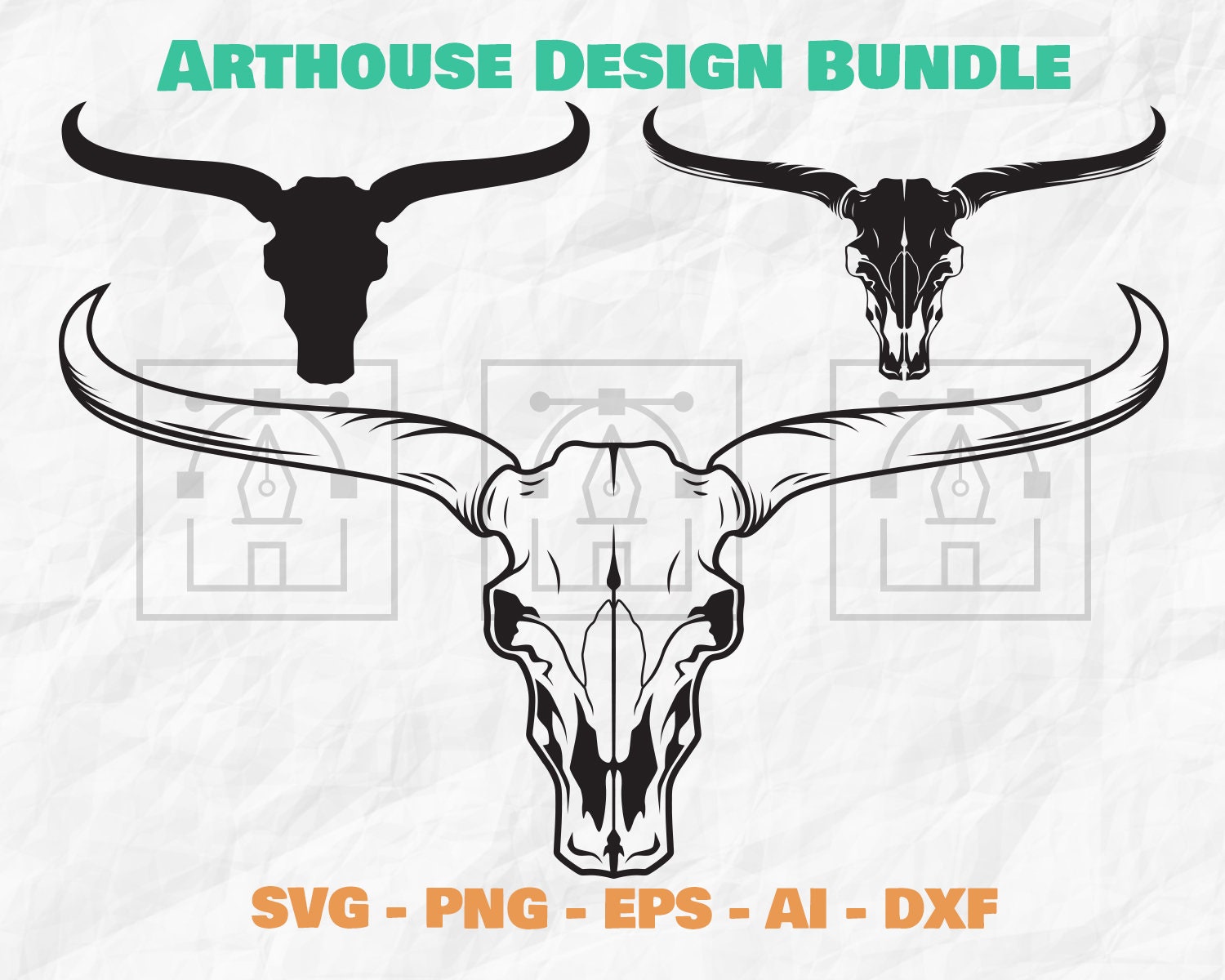 Bull Skull SVG Bull Skull Clipart Bull Skull Silhouette Etsy Australia