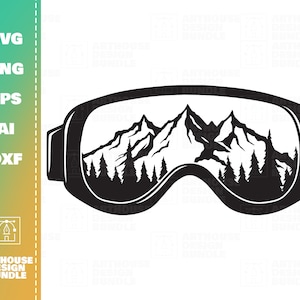 Snow Goggles Mountain, Mountain svg, Mountain Clipart, Snow Sports, Skiing svg, Ski Goggles svg, Snowboard Goggles, Snowboarding svg