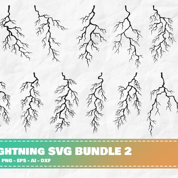 Lightning SVG Bundle 2, Lightning Clipart, Lighting PNG, Lightning Cut File, Thunder svg, Thunder Clipart, Lightning Bolt, Thunder Bolt svg