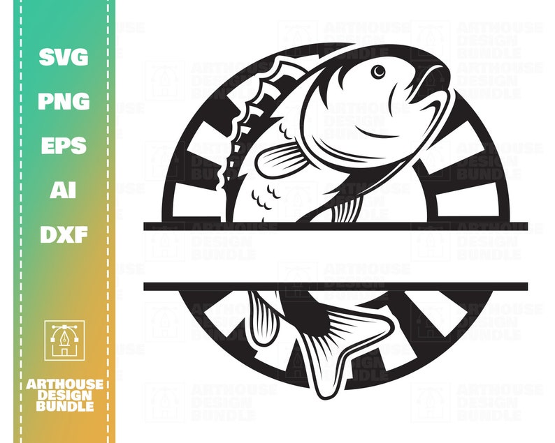 Download Fishing Monogram SVG Fish svg Sea Bass svg Fisherman svg | Etsy