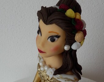 Torta de fondant la Bella y la Princesa Bestia